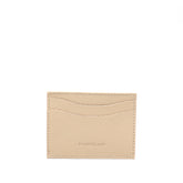 Portacarte in pelle martellata beige con 4 tasche